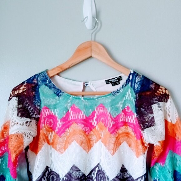 Sequin Hearts Boho Lace Mini Dress - Picture 2 of 5